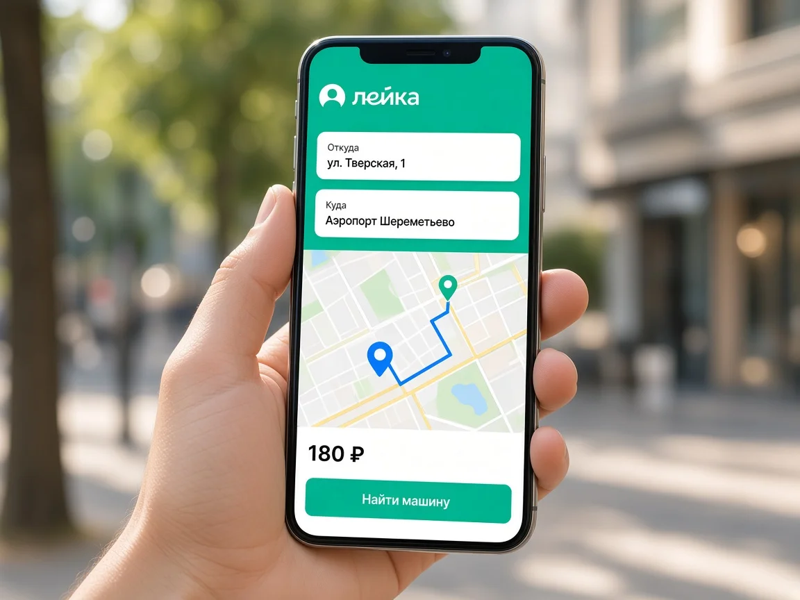 Лейка — экран заказа поездки в телефоне
